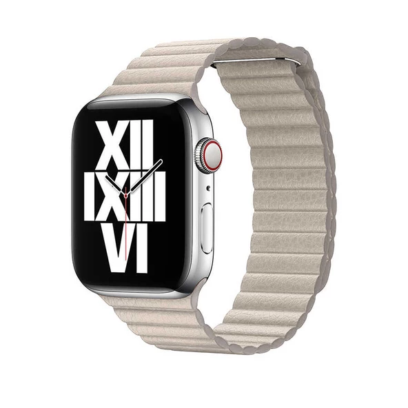 Apple Watch 40mm KRD-09 Mıknatıslı Deri Kordon - Resim 5