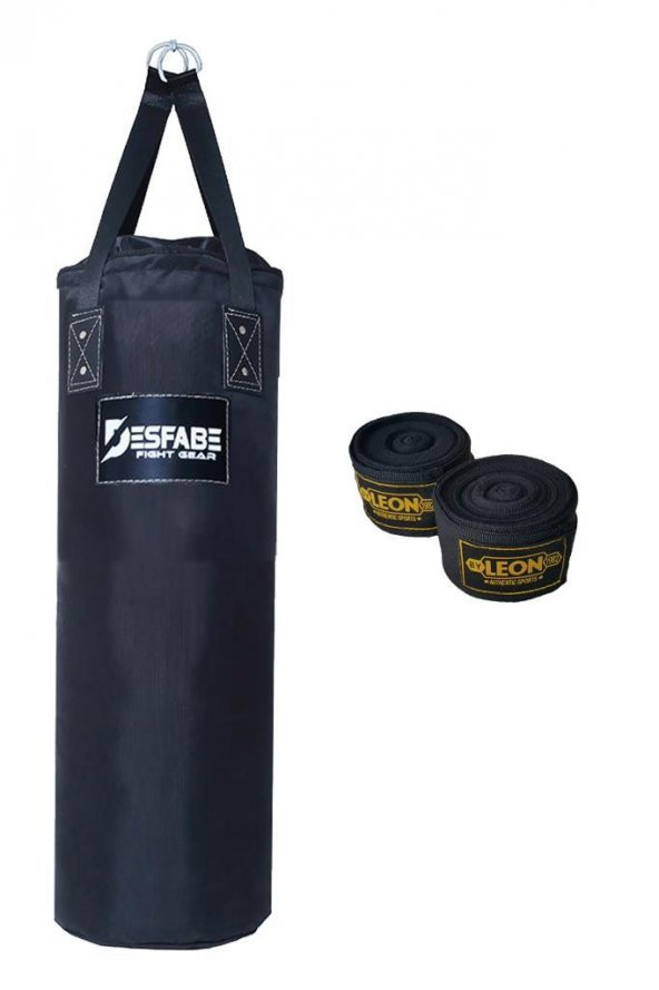 Desfabe Polydes 80x25 Cm Kolonlu Boks Kum Torbası Siyah+El Sargı Bandajı ürün görseli 1