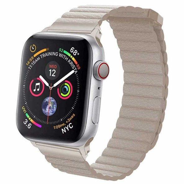 Apple Watch 44mm KRD-09 Mıknatıslı Deri Kordon ürün görseli 1