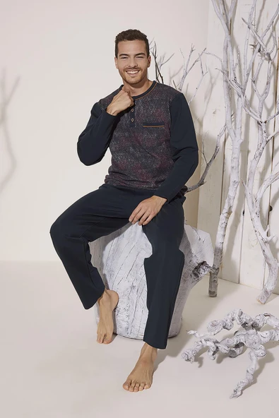 KLY 8026 Erkek Yaka Reçme Pijama Takım ürün görseli 1