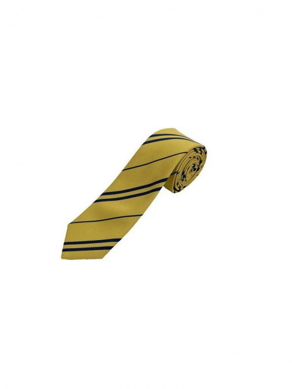 Brianze Sarı Lacivert Çizgili Hufflepuff Slim Kravat ürün görseli 1