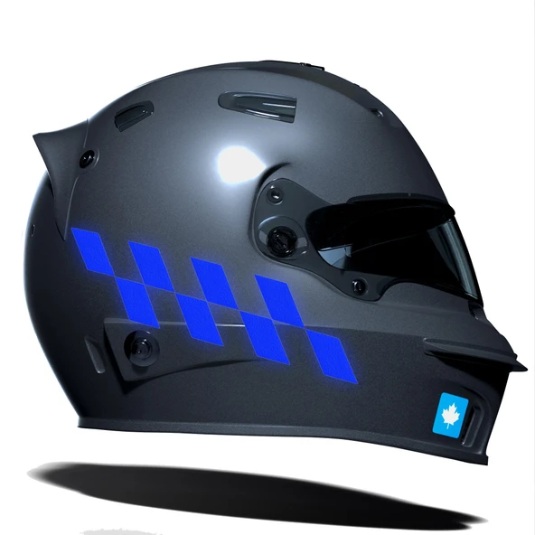 Reflektif Mavi Damalı Kask Motosiklet Sticker Takımı Çınar Extreme ürün görseli 1