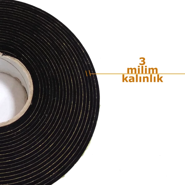 Contacall Kapı Pencere İzolasyon Bandı Yapışkan Sünger 3 mm Kalınlık 40 mm Genişlik 10 Metre Uzunluk / EPDM-3*40 ürün görseli 1