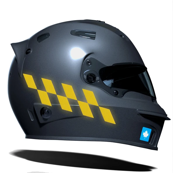 Reflektif Sarı Damalı Kask Motosiklet Sticker Takımı Çınar Extreme ürün görseli 1