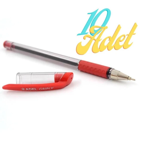 Adel Griply Tükenmez Kalem Kırmızı 0.7 mm İnce Uçlu 10 Adet ürün görseli 1