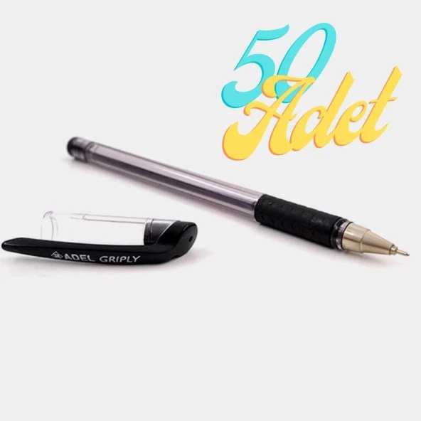 Adel Griply Tükenmez Kalem Siyah 0.7 mm İnce Uçlu 50 Adet ürün görseli 1