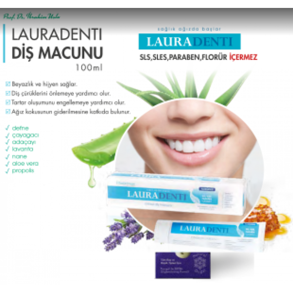 Fitoderman Lauradenti Koku Tartar Leke Hassasiyet Önleyici'' Beyazlatıcı Florürsüz Bitkisel Diş Macunu 100 mL ürün görseli 1