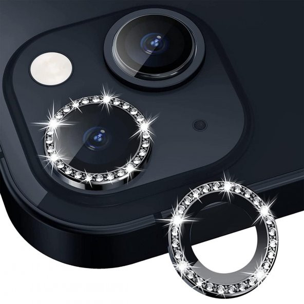 BİNANO IPHONE 14/14 PLUS TAŞLI SİYAH KAMERA KORUYU ürün görseli 1