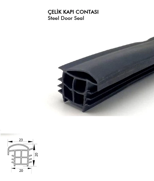 Contacall Çelik Kapı Contası Çelik Kapı Kasa Fitili 20 mm 6 Metre Siyah ürün görseli 1