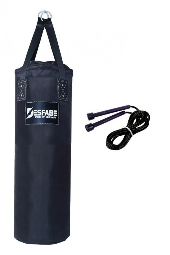 Desfabe Polydes 80x25 Cm Kolonlu Boks Kum Torbası Siyah+Atlama İpi ürün görseli 1
