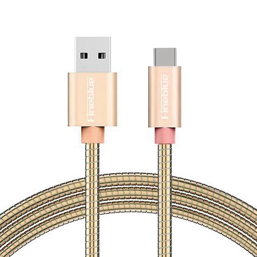 Fineblue Metal Sargı Type-C Hızlı Şarj ve USB Data Kablo F-C05 Gold ürün görseli 1