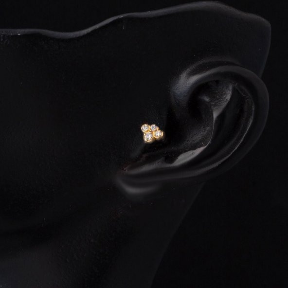 Tektaş 14 Ayar Tragus Altın Küpe - Resim 2