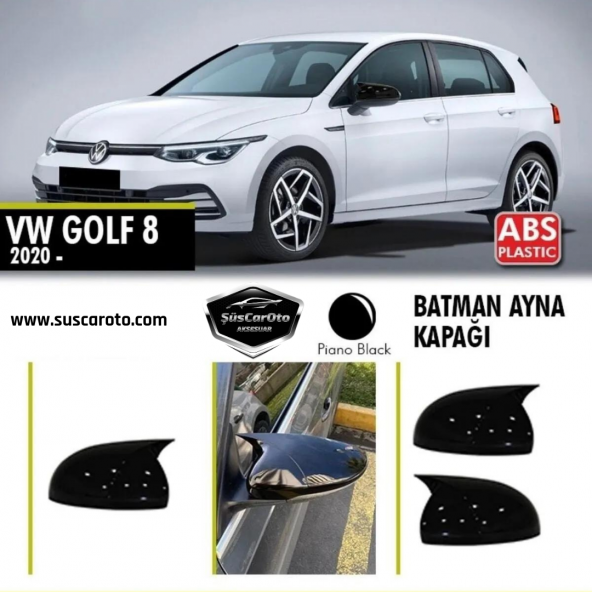 Vw Golf 8 2019 Sonrası Uyumlu Batman Yarasa Ayna Kapağı Piano Black ABS Plastik ürün görseli 1