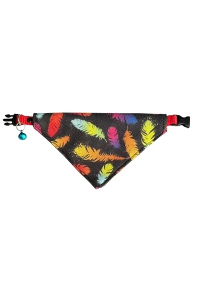 Coco Pet Fular Renkli Tüy Desenli Ayarlanabilir Bandana Kedi Tasması ürün görseli 1