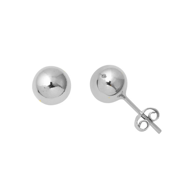 14 Ayar Beyaz Altın Top Küpe 8 mm. ürün görseli 1