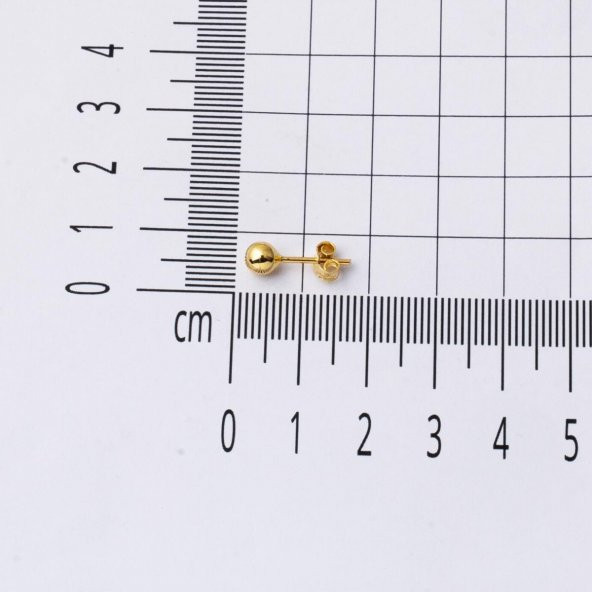 14 Ayar Altın Top Küpe 5 mm. - Resim 7