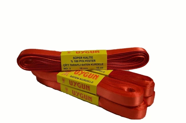 10 mm En Kırmızı Saten Kurdele 10 Metre Uzunluk ürün görseli 1
