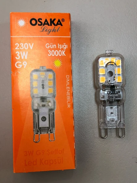 3 ADET OSAKA DİMMER UYUMLU G9 LED  220V 3W  200 LÜMEN 3000KELVİN SARI ürün görseli 1