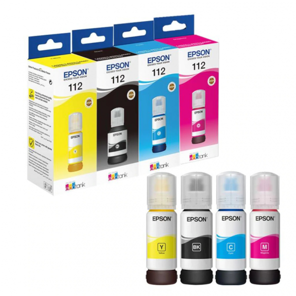 Epson T112 Orjinal Mürekkep Takım / L11160 / L15150 / L15160 / L6460 / L6490 / L6+550 / L6570 / M15140 / L15180 / L6580 ürün görseli 1