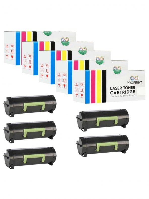 TKPrint Lexmark MX811dme MX812dte 62D5H00 Siyah 5 Adet 25000 Sayfa Muadil Toner ürün görseli 1