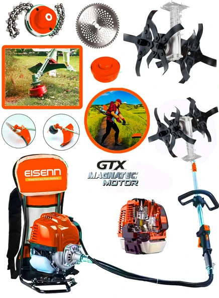 Eisenn Germany Bp 560 Series 20 Hp Ergo Sırt Tipi Çim Ot Çalı Biçme Tırpanı + Akrobat Çapa Aparatı ürün görseli 1