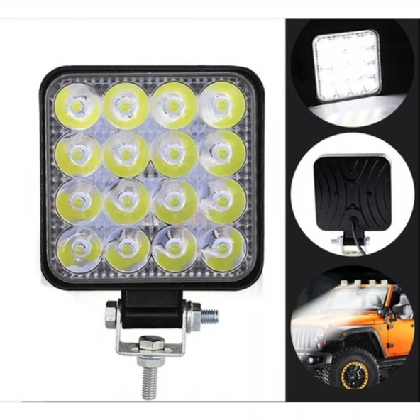 OFF ROAD 16 LED KARE ÇALIŞMA LAMBASI - Resim 3