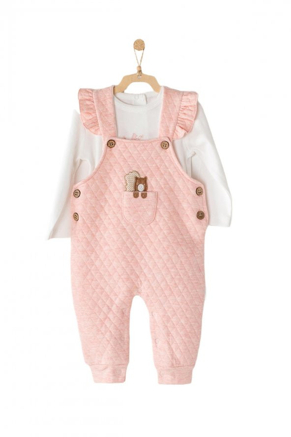Andywawa Kız Bebek Sincap Kabartmalı Pembe Tulum AC23328 ürün görseli 1