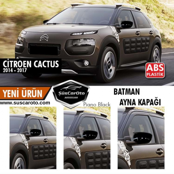 Citroen C4 Cactus 2014-2017 Uyumlu Batman Yarasa Ayna Kapağı Piano Black ABS Plastik ürün görseli 1