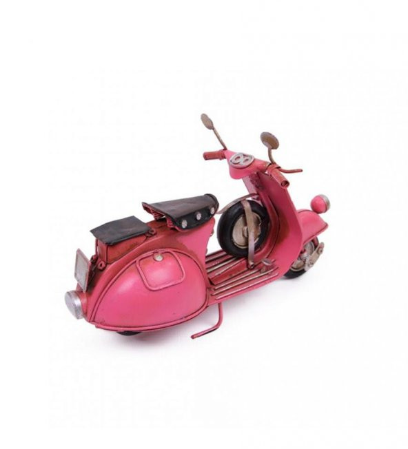 Dekoratif Metal Pembe Scooter - Resim 4