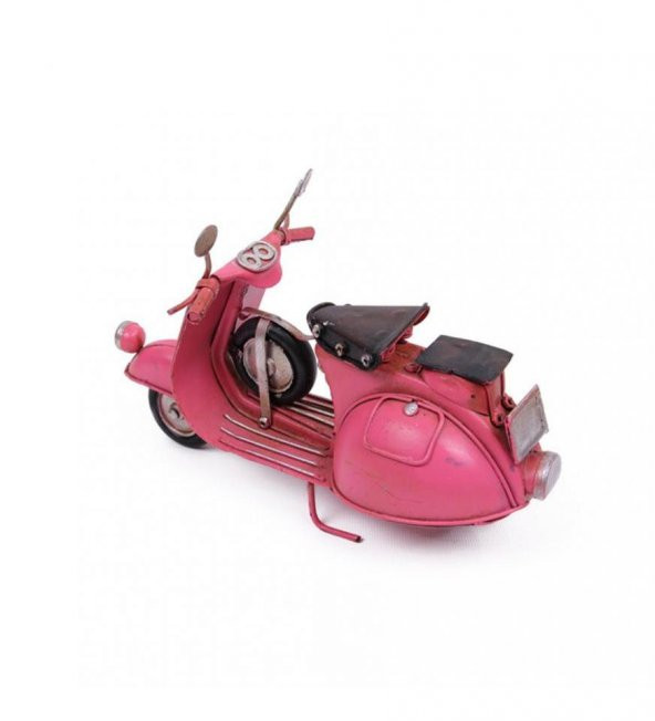 Dekoratif Metal Pembe Scooter - Resim 5