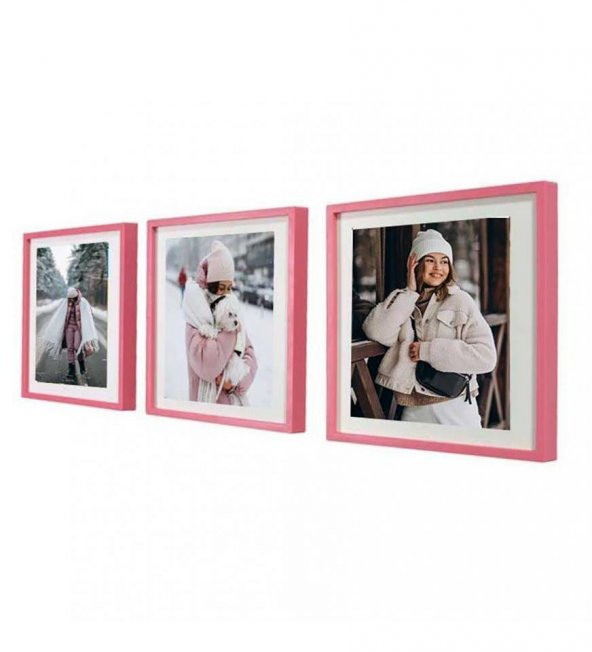 Yapışan Sök Tak Kare Çerçeve - Pembe 3'Lü Paket ürün görseli 1