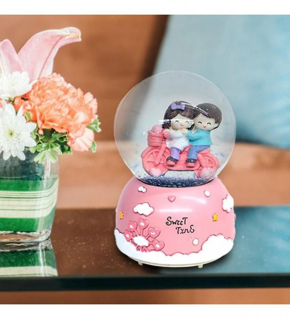 Romantik Sevgili Sweet Time Motorlu Müzikli Kar Küresi 80cc ürün görseli 1