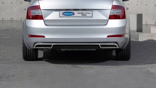OMSA Skoda Octavia A7 Krom Egzoz Ucu Arka Difüzör 3 Parça 2013-2019 Arası ürün görseli 1