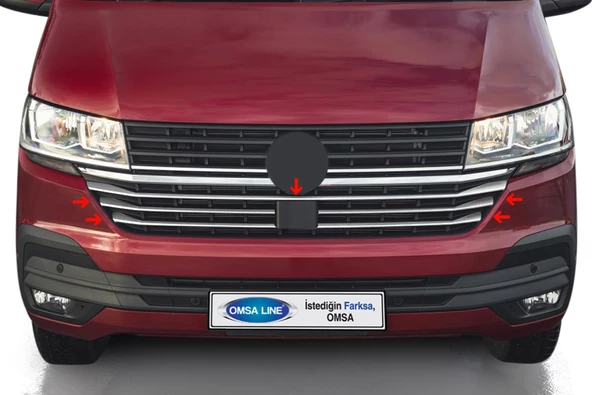 OMSA VW T6.1 Transporter Krom Ön Panjur Alt Çıtası 5 Parça 2020-2023 Arası ürün görseli 1