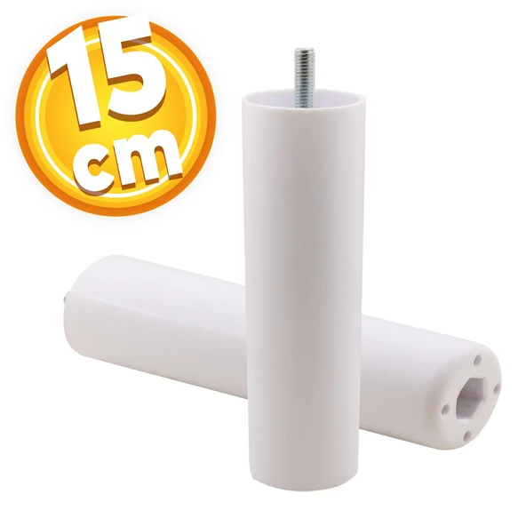 Mobilya Kanepe Koltuk Baza Yükseltme Yükseltici M8 Civatalı Incediş Destek Ayağı Ayakları Beyaz 15cm ürün görseli 1