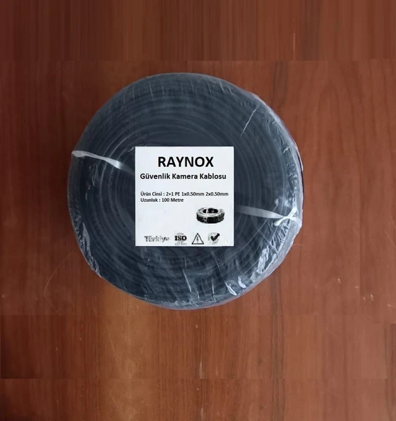 Raynox 2+1 2x0.50mm Dış Ortam 100 Metre CCTV Güvenlik Kamera Kablosu ürün görseli 1