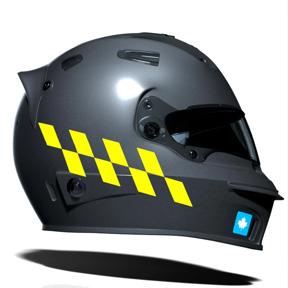 Floresan Sarı Damalı Kask Motosiklet Sticker Takımı Çınar Extreme ürün görseli 1