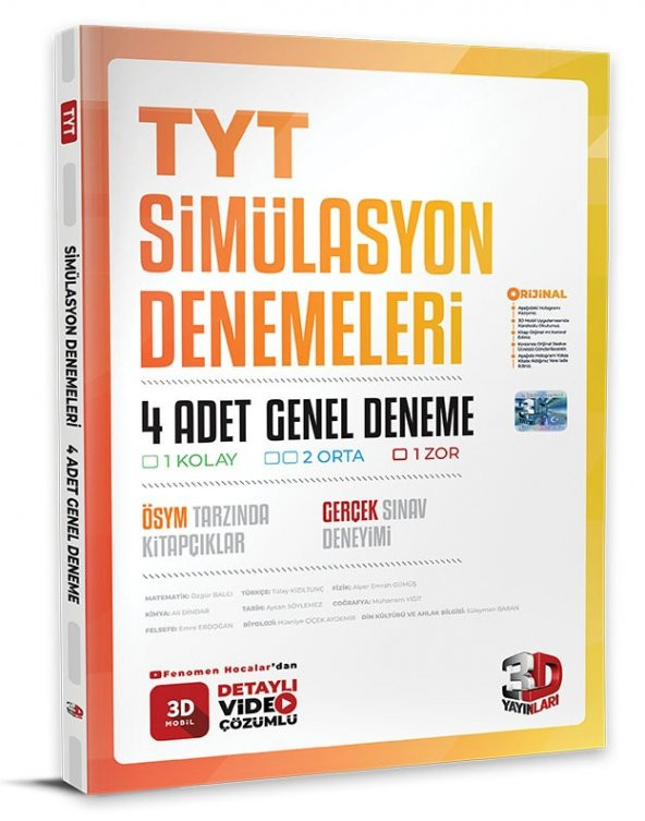 3D Yayınları Tyt 4 Simülasyon Deneme 2023 ürün görseli 1