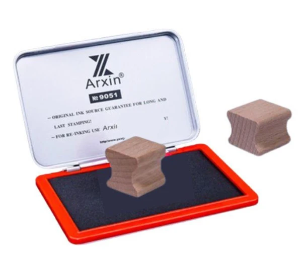 Ahşap Küp Mühür 20x20mm Kavrama Oluklu Blok Kayın Ağacı ürün görseli 1