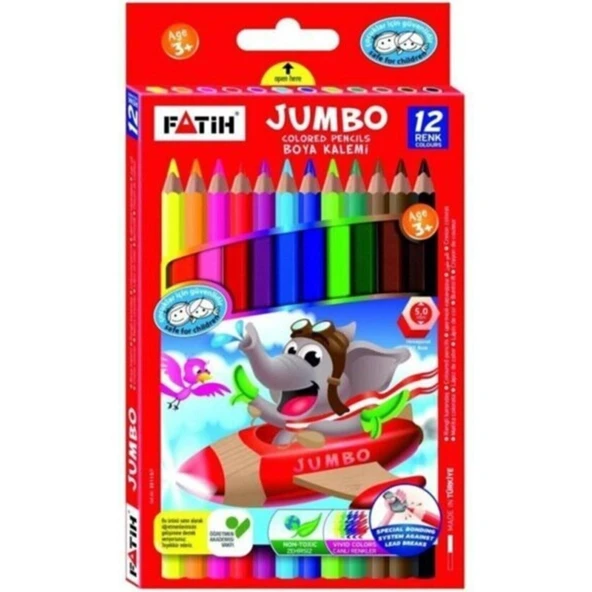 Fatih Jumbo Köşeli Kuru Boya 12 Renk ürün görseli 1