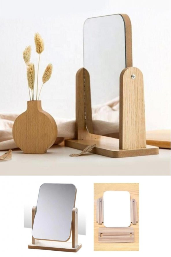 gaman Ahşap Ayarlanabilir Masa Üstü Makyaj Aynası 22 Cm ürün görseli 1