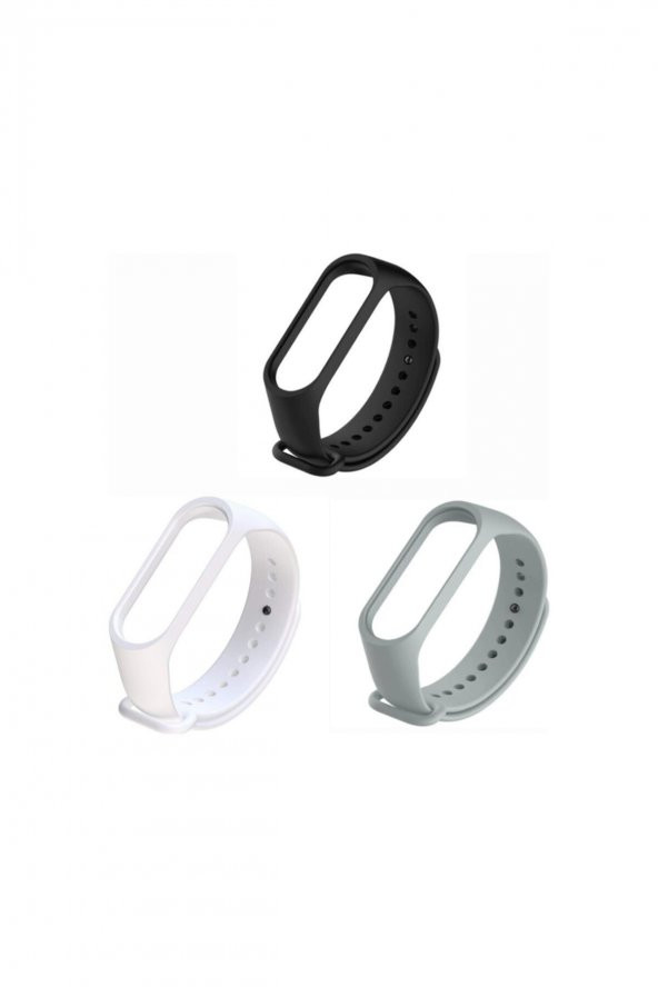 gaman Mi Band 3/4 Uyumlu Akıllı Bileklik Kordonu 3lü Set Siyah-gri-beyaz ürün görseli 1