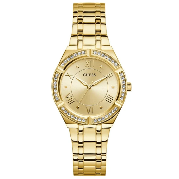 GUESS GUGW0033L2 ALTIN KAPLAMA TAŞLI BAYAN KOL SAATİ ürün görseli 1