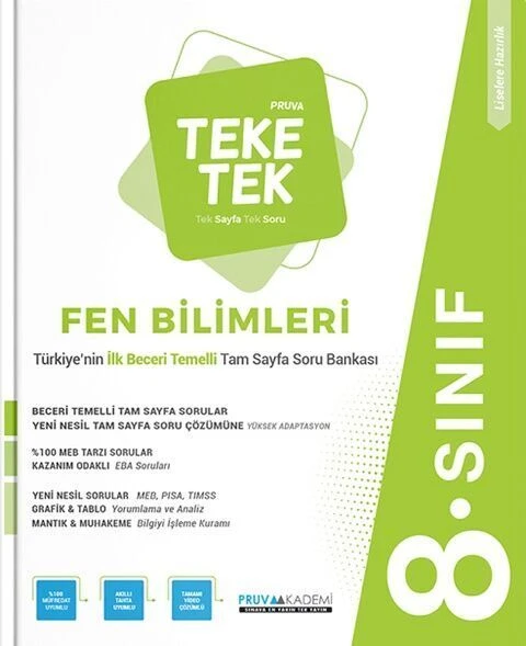 Pruva Akademi 8. Sınıf Fen Bilimleri Teke Tek Soru Bankası ürün görseli 1
