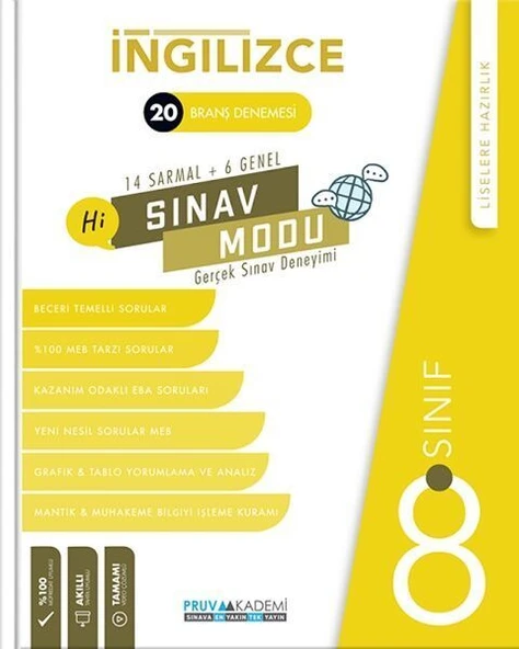 Pruva Akademi 8. Sınıf İngilizce Sınav Modu 20 Deneme ürün görseli 1