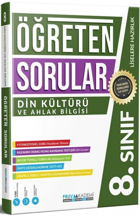 Pruva Akademi 8. Sınıf Din Kültürü ve Ahlak Bilgisi Öğreten Soru Bankası ürün görseli 1