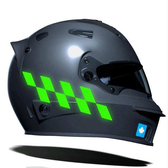 Floresan Yeşil Damalı Kask Motosiklet Sticker Takımı Çınar Extreme ürün görseli 1