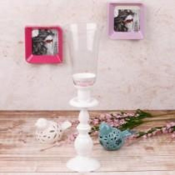 Ksv ferforje tekli ayaklı şamdan- dekoratif mumluk 43cm. ürün görseli 1
