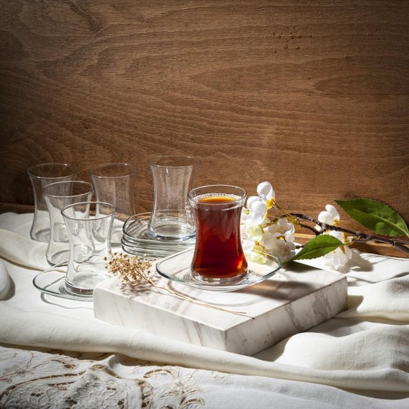 Lav nez çay seti takımı- çay bardağı - çay tabağı seti 12 prç. ürün görseli 1