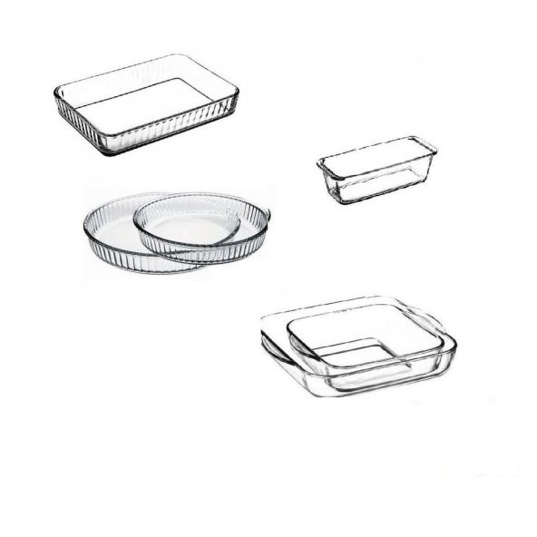 Paşabahçe borcam fırın tepsisi - 6 lı borcam set ürün görseli 1